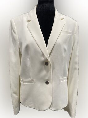 Calvin Klein Cream Single-Breasted Tailored Blazer size 14